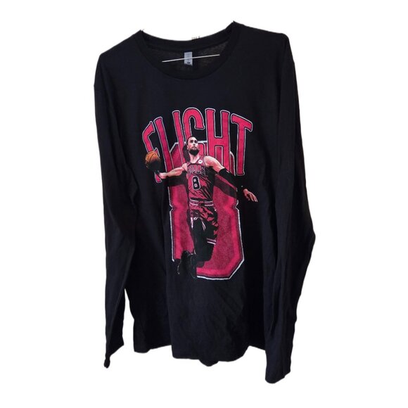 Next Level Apparel Men's 'Flight' Bulls Logo Black Long Sleeve T-Shirt - Picture 1 of 4